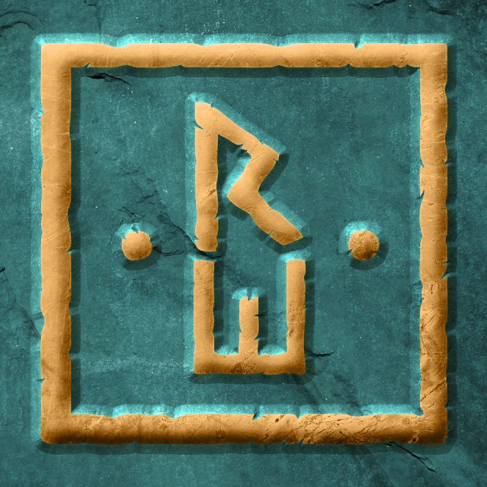 The Rune Marked logo in bronze on a green background.